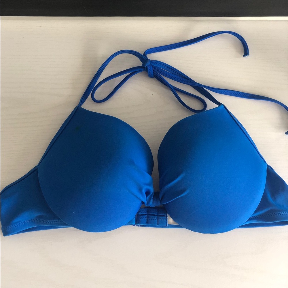 PINK Push Up Cup Halter Bikini Top in Royal Blue